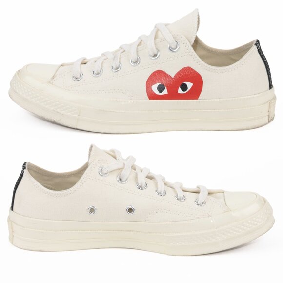 Converse x CDG Play Chuck Taylor Low White Red Heart M 6 W 8 - Picture 5 of 12